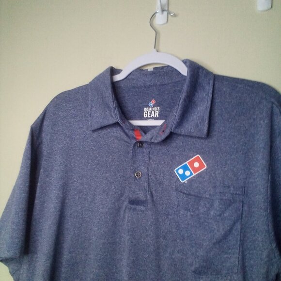 Domino's Pizza Polo Shirt M Men Short Sleeve Logo Pocket Gray - Picture 4 of 14